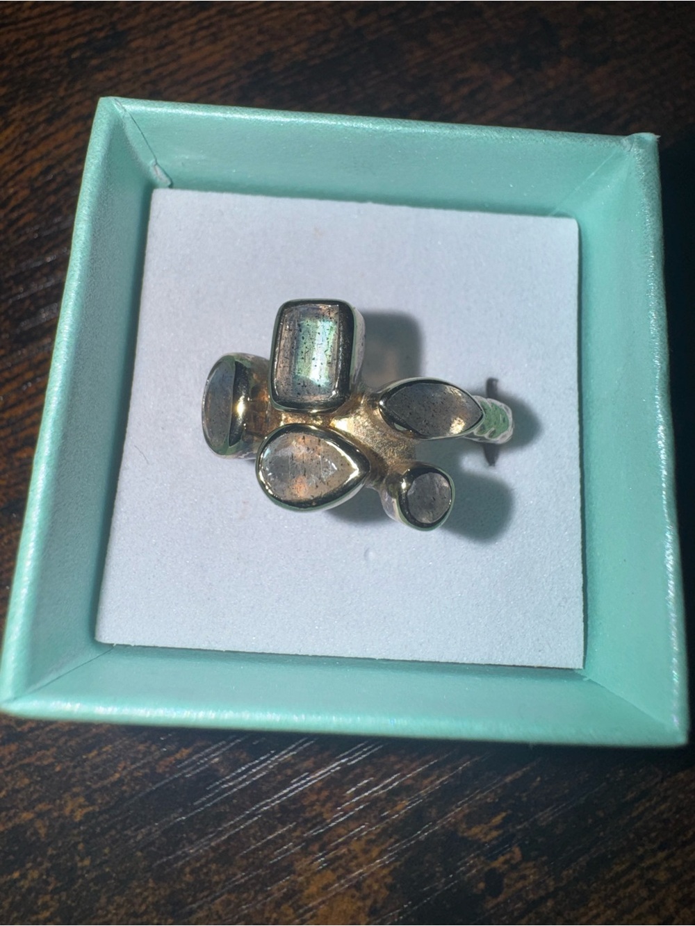 Michael Dawkins Gold-Tone Multi-Stone Cluster Ring with Iridescent Stones